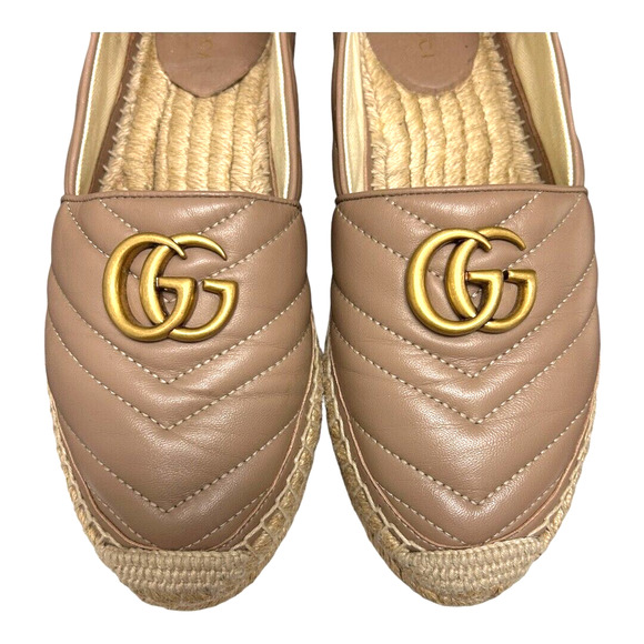 Gucci Nappa Charlotte Matelasse GG Marmont Espadrilles EU 38.5 Porcelain Rose - Picture 2 of 8